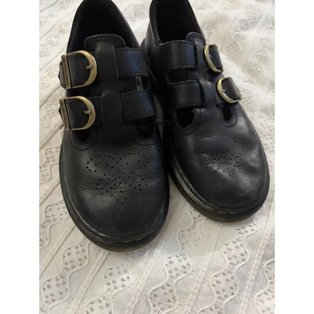 Dr Martens 8065 Mary Jane Double Buckle Black Shoes Youth Kids US 1 UK 13